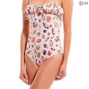 ANTONIO MELANI Pink Seashell Print One Piece Swimsuit